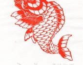 Koi Limited Edition Lino Block Print