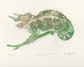 Colour Changing Cameleon Linocut