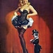 ELVGREN - Burlesque Showgirl pinup BOSTON TERRIER pin-up corset stockings lingerie