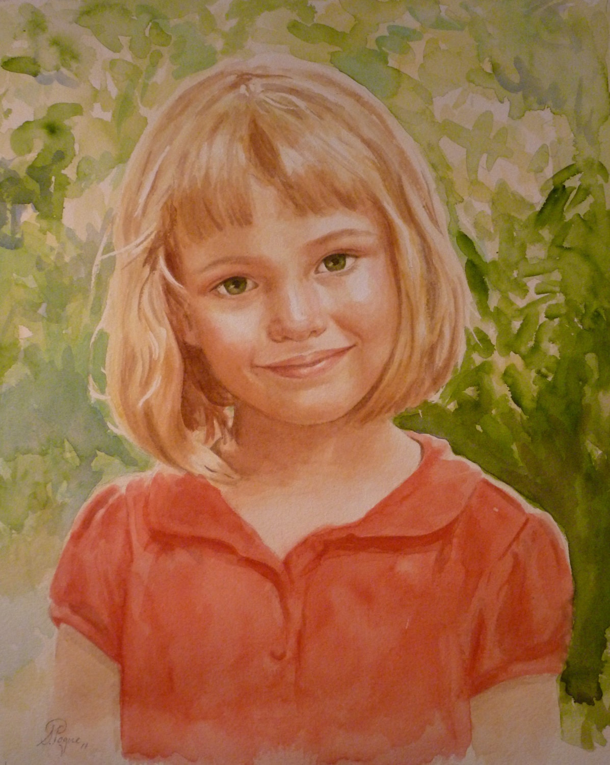 Custom watercolor portrait painting
