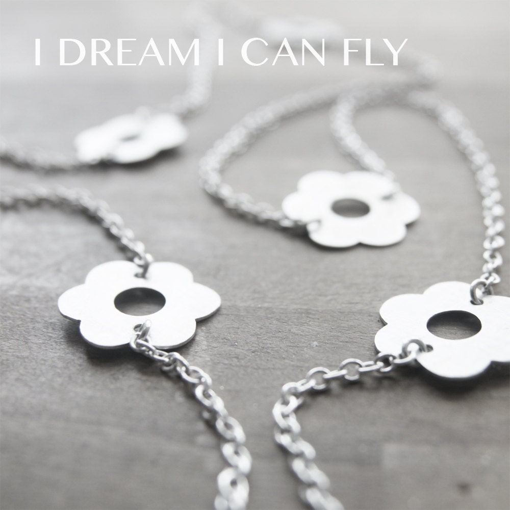 48" Flower Chain Cherry Blossom necklace in sterling silver  - PRIORITY MAIL