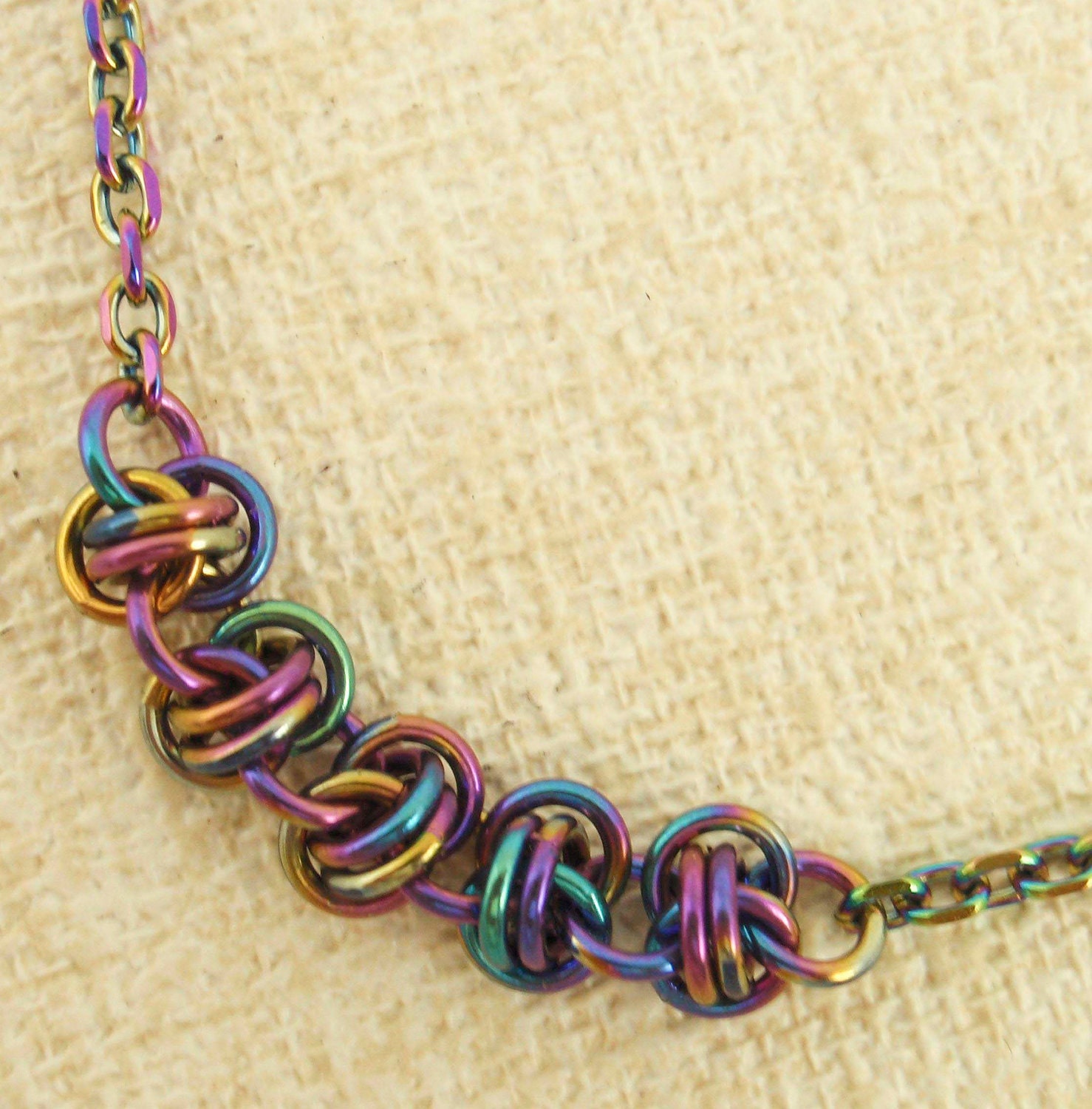 Twist of Fate Chain Necklace - Peacock Niobium Chainmaille