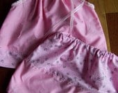 In Stock Ready to Ship in a Size 6-12 Month Girl, Toddler, "Pink Butterfly" Swing Top with Matching Skirt and Heaband