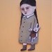 wood art doll Isabella- Rabbit toy- cut out wood- art doll- wall art- sage green