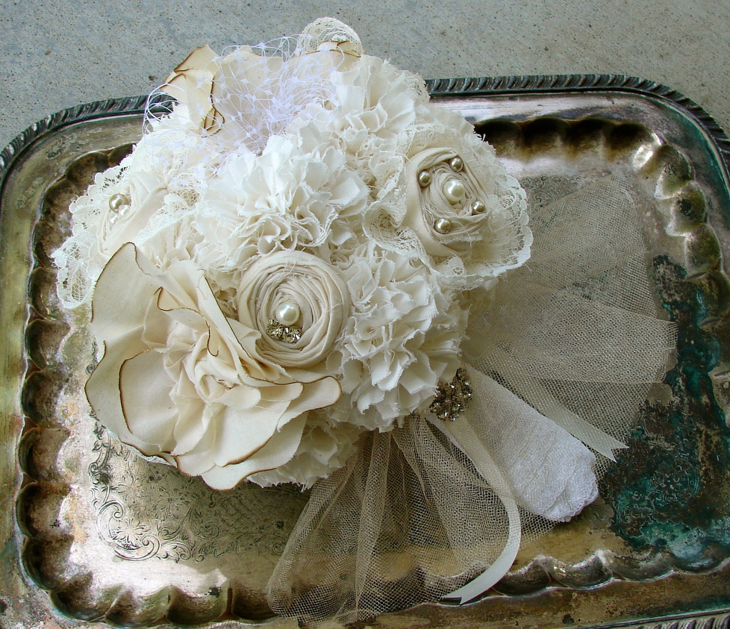 Alternative Bouquet - Fabric Flower Bouquet, Fabric Bouquet, Vintage Wedding