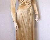 Old Hollywood Glamour, 1930s Diva Bias Cut Satin Couture Evening Gown, Ready for a Walk down the Red Carpet ...or the Aisle