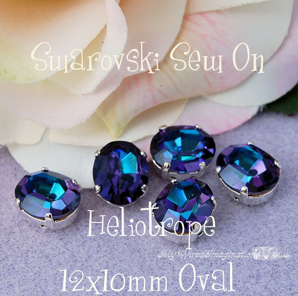 Vintage Swarovski Sew On 12 x 10mm Heliotrope Oval -  Jewelry Supply
