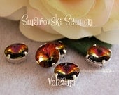 Volano Rivoli Sew On - Swarovski Crystal 12mm 1122 in a SP 4 hole Prong Setting - Wire Jewelry Supply - Component