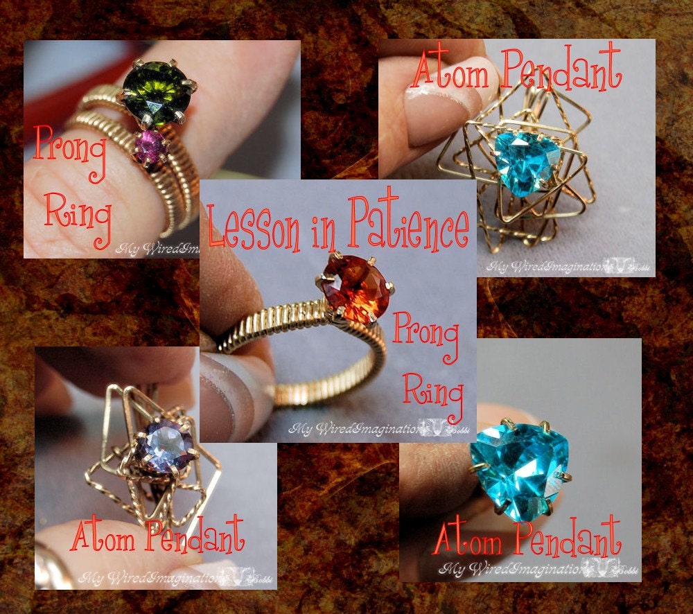 Wire Jewelry Tutorial - Lesson In Patience Prong Ring and the Atom Pendant - Instant Downloadable PDF File