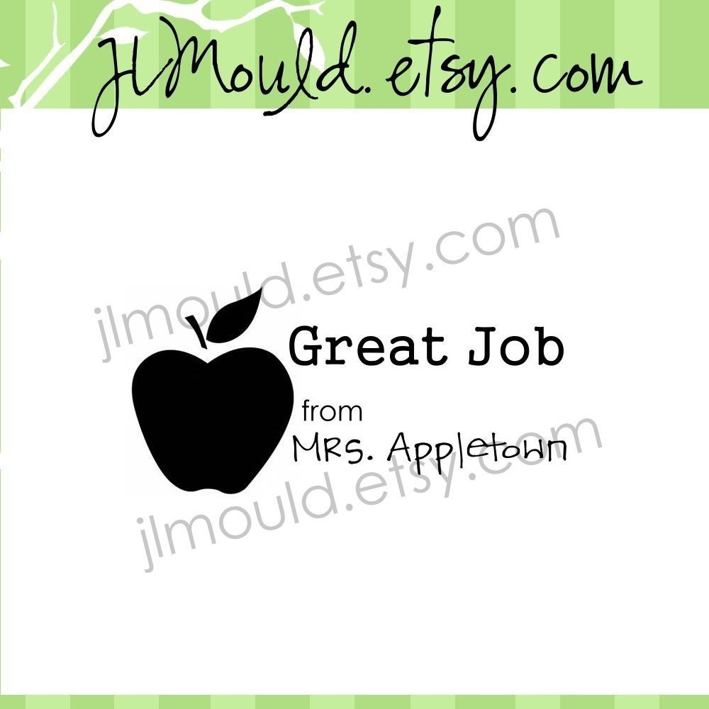 Back to School Custom Teacher Classroom Student Good Job Clear Rubber Stamp 0039 (red rubber wooden block)
