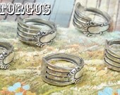 5 Piece Adjustible Sterling Silver Plated Demitasse Fork Ring Set - Silverware Jewelry Creations by Doctorgus - Great Stocking Stuffer