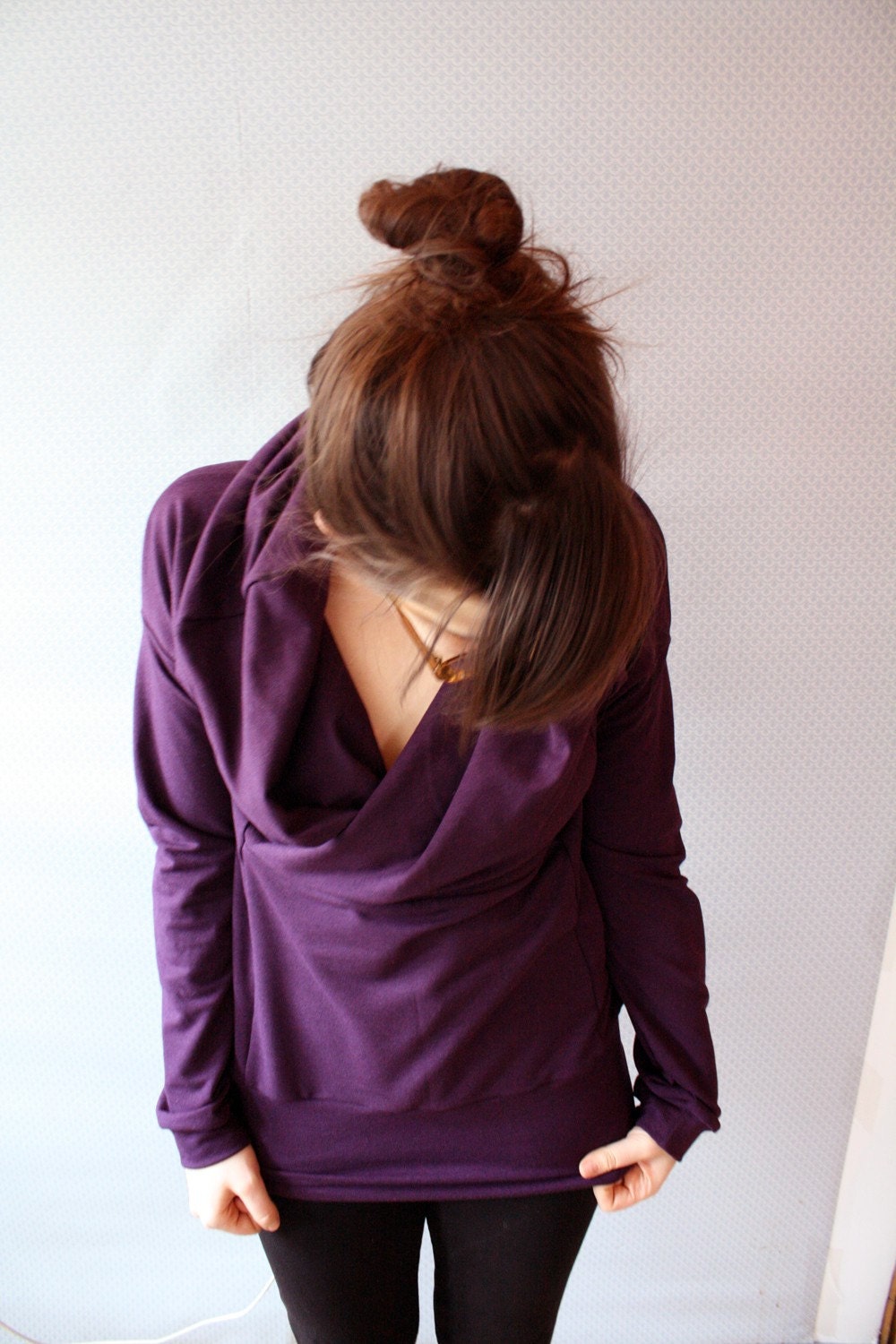 Made To Order // Rayon from Bamboo / Purple Long Sleeved Cowl Top / by Replicca / size Small to Xtra Large