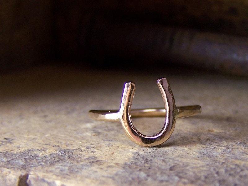 Gold Horseshoe Ring Goldfilled Lucky Charm Horseshoe Ring