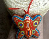 Herbal Mola Applique Red Butterfly - SALE - Lavender Filled, Hand Stitched Kuna Indian Mola