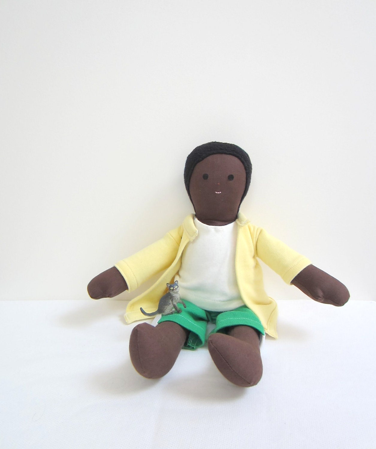 SALE Uri the eco friendly Boy doll handmade upcycled South American African American brown green yellowbubynoa Best Friend