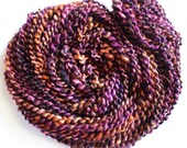 Handspun yarn corespun hand dyed silk caps yarn 60 yds plied 3-4wpi