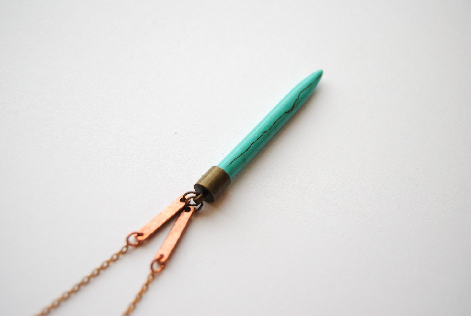 Turquoise Spike Necklace - Handmade Jewelry - Free Shipping in the US - Summer Fashion