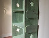 Wood Bookcase. CHOOSE COLOR & Side CUTOUTS Bookcase Wood Shelf Rustic Childs Room Furniture Wood Furniture. Kids Decor Green Wood Shelf