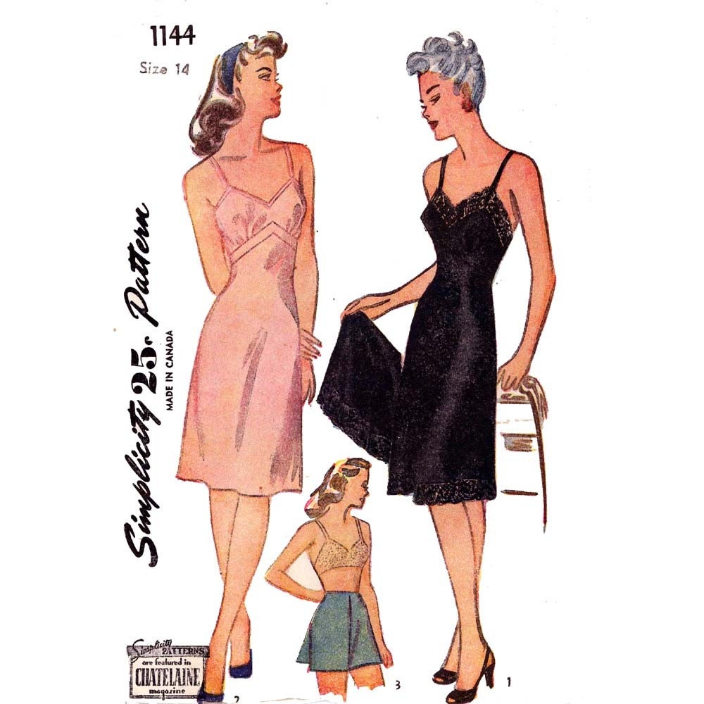 1940s Slip panties Lingerie sewing pattern Simplicity 1144 Bust 32