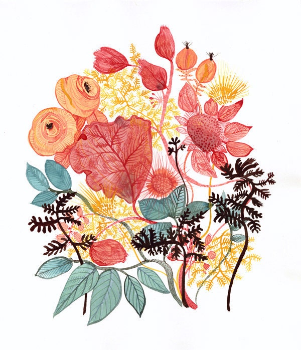 Spring No. 1 archival print of original painting, modern, contemporary botanical, flowers, gardening
