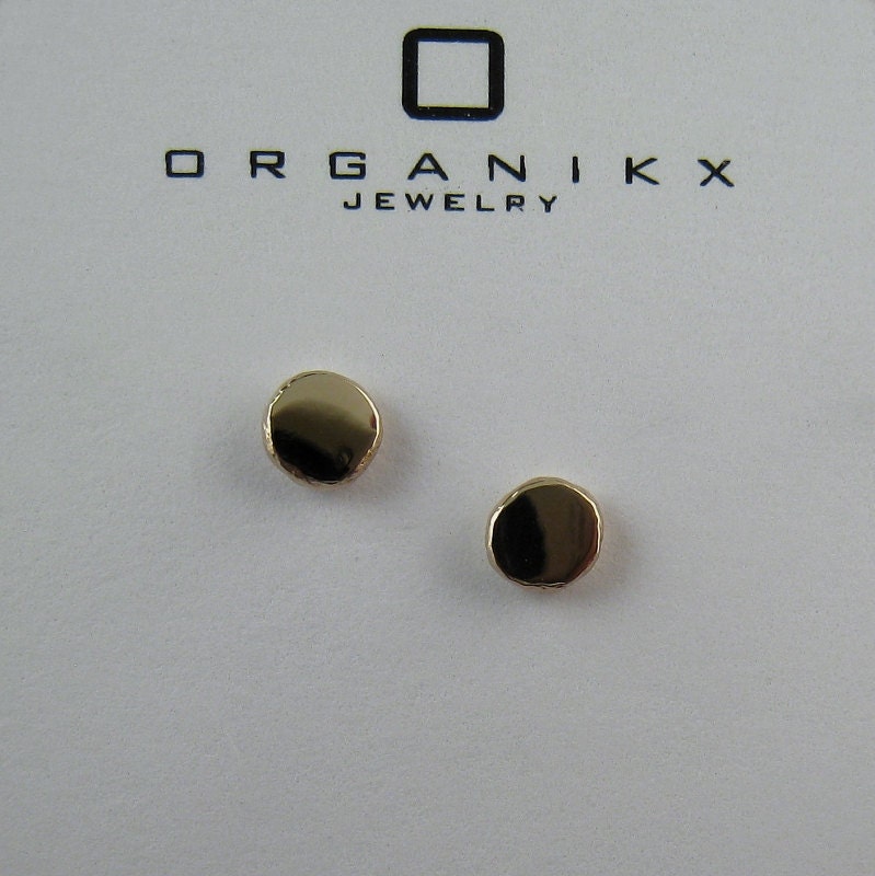 Tiny 3mm 14k Gold Stud Earrings Sterling Silver Post- Pebble Stud Earrings in Mixed Metals Silver & Solid Yellow Gold Wedding Bride Studs