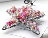 Pink Beaded Wire Star, Breast Cancer Awareness, Wire Wrapped Star Ornament, Suncatcher or Decoration - Tickled Pink