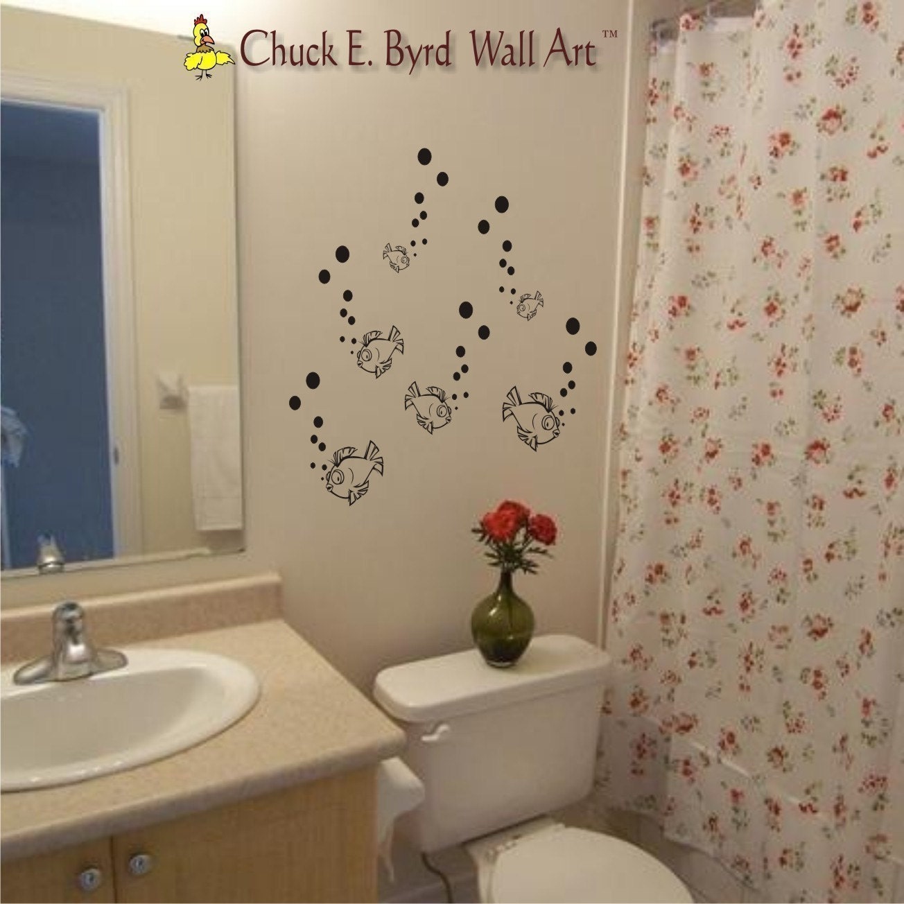 Fun Fish and Bubbles Wall Decal Nursery Room Decor Kids Vinyl Wall Art Stickers