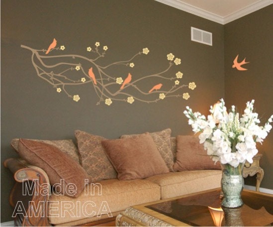 Cherry Blossom Branch Wall Art Decal Vinyl Wall Art Home Decor