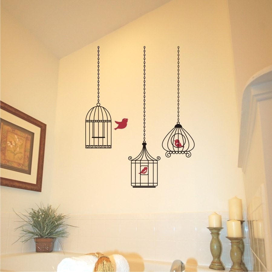 Wall Decal Birdcage Grouping One Gets Away vinyl wall art decal