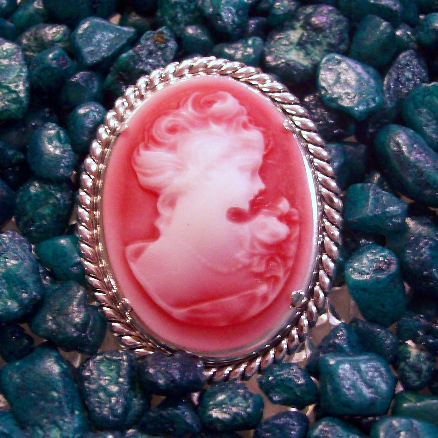 Red Cameo Brooch Pin