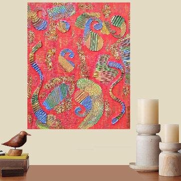 Colour and Elegance 3D... original painting, 11.8x15.7", 30x40  cm, acrylics, structure paste, cardboard, abstract, fantasy