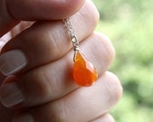 Gemstone Necklaces . Orange Necklace . High Quality Carnelian Necklace . Sterling Silver Wire Wrap Necklace - Phoenix Collection