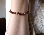 Chocolate Brown Pearl Bracelet . Brown Bridesmaid Jewelry . Freshwater Pearl Bracelet . Pearl Bridesmaid Bracelet - Dulce Collection