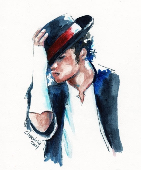 Michael Jackson watercolor portrait 8x10 giclee print