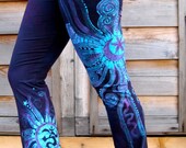 Batik Yoga Pants in Deep Blue and Purple