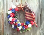 Patriotic Wreath / July 4th.Wreath  / Red White and Blue Wreath  / Americana Wreath / Front Door Wreath