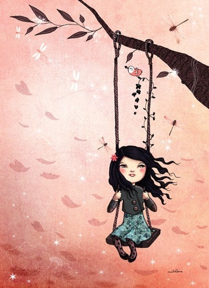 Sur une balancoire  - digital art Print