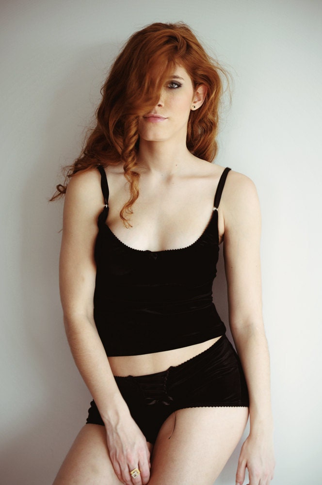 Black lingerie , full brief in Velvet