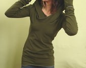 extra long sleeved hooded top OLIVE GREEN