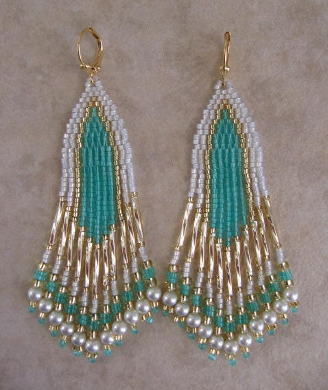 Seed Bead Earrings - Minty Aqua