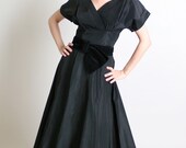1950s Cocktail Dress Cordette of California Vintage Black - Small - Prom Evening