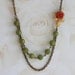 Coral Flower Necklace, Green Gemstone Necklace , Vintage Bridal Jewelry, Flower Necklace