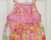 Girls apron knot dress Rose Garden 12m to 6