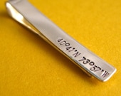 Tie Bar in Sterling Silver with Latitude and Longitude coordinates - custom stamped - perfect groomsmen gift - personalized tie clip