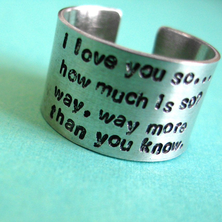 Personalized Long Quote Ring in Aluminum - Fat ring with Lots of Text
