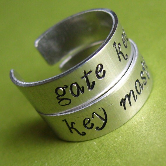 Ghostbusters Rings- Gate Keeper & Key Master - His and Hers - Pair of Adjustable Aluminum Rings