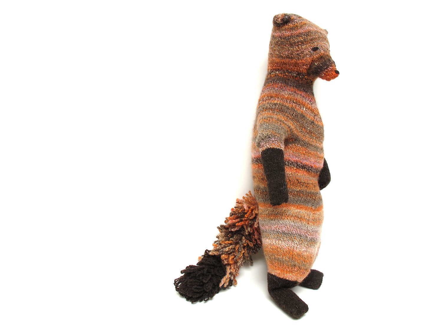 Fantastic Red Fox, Hand knit fox, ooak fox, original design by Marianne Wille