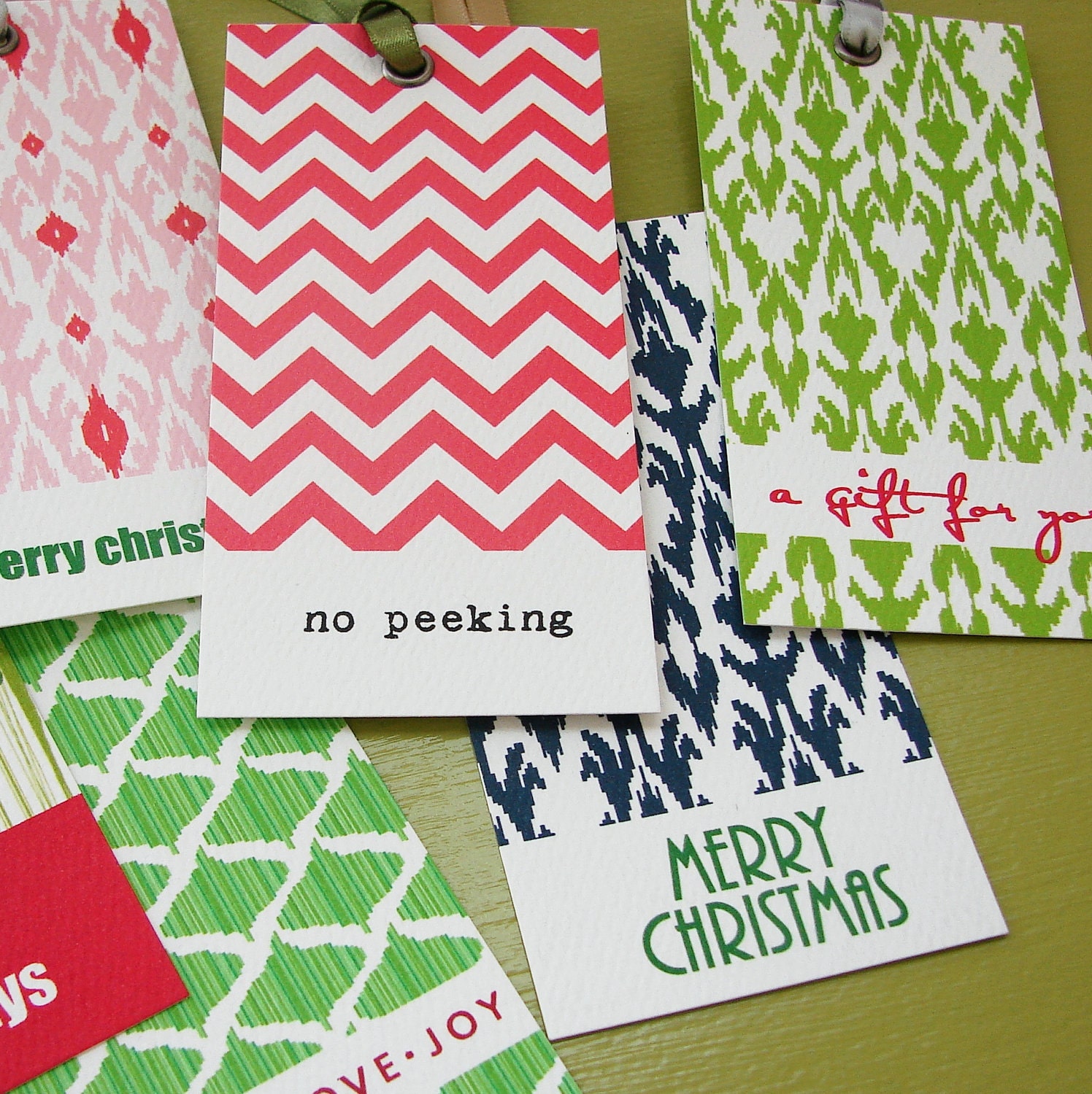holiday multi patterned hang tag set (6) - featured in HOUSE OF FIFTY Holiday 2011 issue