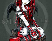 Crimson Cybergoth Industrial Tattoo Fire Fairy Art Print