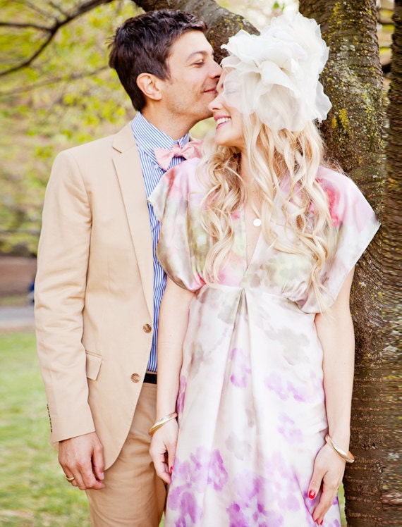 Romantic boho hippie wedding gown floral silk pastel ivory champagne